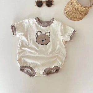 Discover the Adorable Baby Cute Bear Casual Short Sleeve Rompers